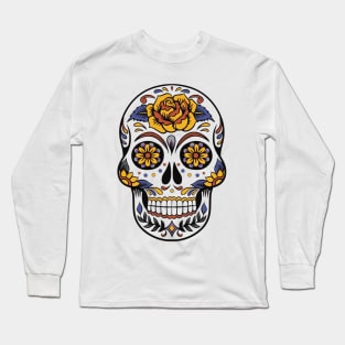 Floral Skull and Bone Long Sleeve T-Shirt